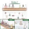 J JACKCUBE DESIGN Wall Mounted 3 Tier Wooden Jewelry Organizer Rack with Accessories Storage Shelf and 18 Metal Earring, Necklace Hooks- MK907A view 2