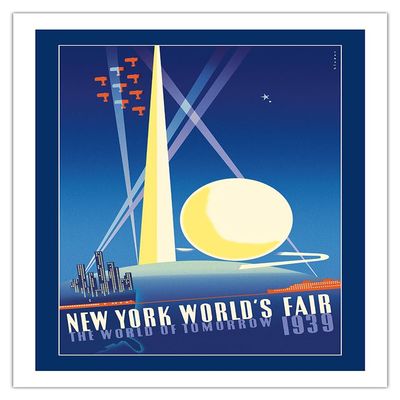 1939 New York Worlds Fair - The World of Tomorrow - Vintage Travel Poster by Joseph Binder - Bamboo Fine Art 290gsm Paper Print (Unframed) 24x32in
