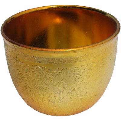 Full Funk Traditional Thailand Serving Plastic Cup Used in Thai Ceremonies, Diameter 12cm x 7cm, Gold