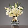 Flower Vase Golden Light Blue Transparent Glass Small Vase Living Room Home Bedroom Coffee Table Office Desktop Decoration Vase 3 Sizes Vase for Home Decor (Size : C) view 3