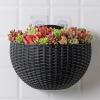 EESLL Wall-Mounted Flowers Pot,2Pcs Wall Hanging Flower Planters Semicircular Imitation Rattan Vases with S Hooks Weaving Creative Plants Baskets for Outdoor Garden Balcony Fence Railing view 2