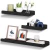 Alsonerbay Black Floating Shelves Wall Mounted Set of 3, 23.6 Inch Rustic Wood Wall Shelves for Storage and Display for Bedroom Living Room Bathroom Kitchen Office and More view 1