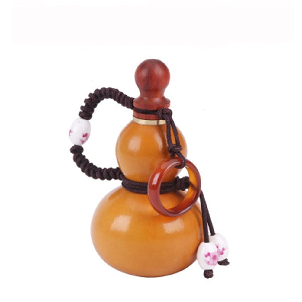 ZCBYBT Natural and Exquisite Mini Wine Gourd Portable Gourd Beeswax Impermeability Hand Twist Wine Gourd Gourd Pendant Wine Can,E