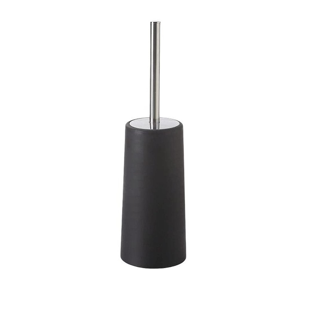 GYDMEG Toilet Brush and Holder, Toilet Brush with Stainless Steel Long Handle, Space Saving, Deep Cleaning, Covered Brush Toilet Bowl Brush for Bathroom (Black)