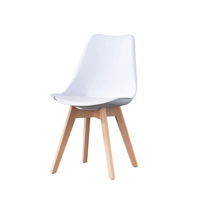 A set of four Scandinavian modern style wooden dining chairs, detachable upholstered, black, white and gray, suitable for dining room, bedroom, living room