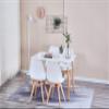 A set of four Scandinavian modern style wooden dining chairs, detachable upholstered, black, white and gray, suitable for dining room, bedroom, living room view 2