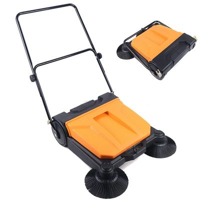 Hand-Push Sweeping Brush, 26 Inch Industrial Manual Push Sweeper Walk-in Floor Sweeper for Backyard Road Home Construction Site Office (No Need to Charge)