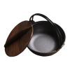 AIZYR Japanese Style Cast Iron Sukiyaki Hot Pot with Wooden Lid, Tetsu Nabe Pot Shabu Pot Home Kitchen Cookware for Gas Induction Cooker,29cm view 1
