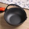 AIZYR Japanese Style Cast Iron Sukiyaki Hot Pot with Wooden Lid, Tetsu Nabe Pot Shabu Pot Home Kitchen Cookware for Gas Induction Cooker,29cm view 2