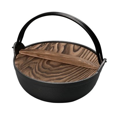 AIZYR Japanese Style Cast Iron Pot, Uncoated Sukiyaki Hot Pot Cookware Soup Pan for Home or Even Restaurant Use,25cm