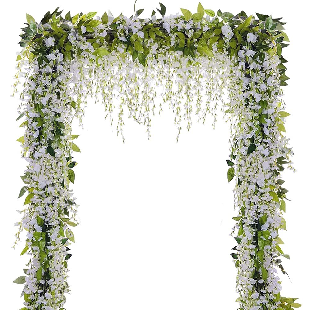 SLanC Wisteria Garland Artificial Flowers Wisteria Vine - 5Pcs Total 33ft Fake Wisteria Hanging Flower