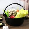 AIZYR Home Kitchen Cast Iron Sukiyaki Hot Pot Japanese Design 9.45'' Nabe with Wooden Lid view 2