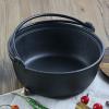 AIZYR Home Kitchen Cast Iron Sukiyaki Hot Pot Japanese Design 9.45'' Nabe with Wooden Lid view 4