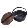 AIZYR Sukiyaki Tetsu Nabe Pot - Japanese Style Cast Iron Soup Pot Shabu Hot Pot with Wooden Lid for Home Kitchen Restaurant view 1