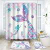 ArtSocket Pink Mermaid Tail Scales Bathroom Set with Shower Curtain and Rugs Accessories Sea Turtle Seahorse Octopus Conch Shower Curtain Set Cute Summer Bathroom Decor 4 Pcs view 1