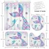 ArtSocket Pink Mermaid Tail Scales Bathroom Set with Shower Curtain and Rugs Accessories Sea Turtle Seahorse Octopus Conch Shower Curtain Set Cute Summer Bathroom Decor 4 Pcs view 2