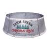Hallops Galvanized Christmas Tree Collar - Oversized, Adjustable Metal Collar Ring for Large to XL Christmas Trees - Rustic Stand Up Tree Skirt with Distressed White Finish for Indoor Holiday Decor view 1