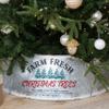 Hallops Galvanized Christmas Tree Collar - Oversized, Adjustable Metal Collar Ring for Large to XL Christmas Trees - Rustic Stand Up Tree Skirt with Distressed White Finish for Indoor Holiday Decor view 2
