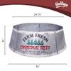Hallops Galvanized Christmas Tree Collar - Oversized, Adjustable Metal Collar Ring for Large to XL Christmas Trees - Rustic Stand Up Tree Skirt with Distressed White Finish for Indoor Holiday Decor view 4