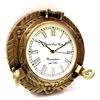 Antique Brown Marine Brass Ship Porthole Engrave Clock 22.86 cm Nautical Wall Clock Home Decor view 2