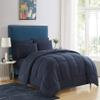 Wega Linen Down Alternative Comforter Queen/Full (3 Piece) All Season Warmth Luxurious Cotton Soft Fill Duvet Insert Bedding Comforter Navy Blue view 1