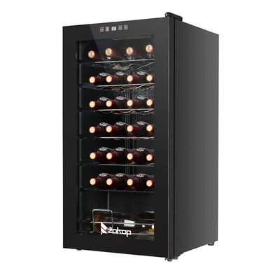 28 Bottle Compressor Wine Cooler Refrigerator w/Lock,Large Freestanding Wine Cellar For Red, White, Champagne or Sparkling Wine, 41f-64f Digital Temperature Control Fridge Glass Door Black (28 Bottle/2.8cu.ft)