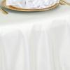 132" Inch Round Tablecloth Polyester Circular Wrinkle Free Table Cloth Solid Soft Dinner Table Cover for Buffet Table, Wedding, Parties and Dinner - Ivory view 4