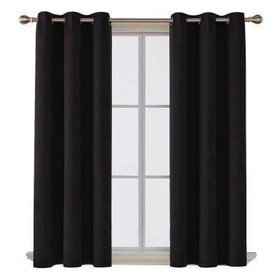 Premium Quality Room Darkening Blackout Ring Curtains for Home-Bedroom - Living Room 2 Panels Black, Each Panel Measures: 26" W x 84" L | Set Measures: 52" W x 84" L