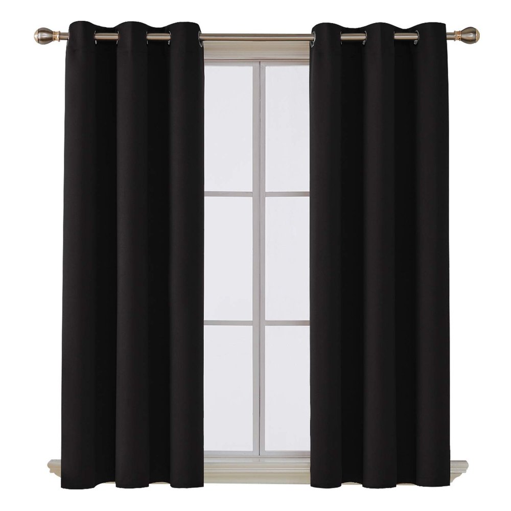 Premium Quality Room Darkening Blackout Ring Curtains for Home-Bedroom - Living Room 2 Panels Black, Each Panel Measures: 26" W x 84" L | Set Measures: 52" W x 84" L