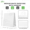 Large White Kraft Paper Bags with Handles 13x7x17 inches, Shopping, Gift Bags, Party, Retail, Merchandise, Lunch Bags, Grocery Bags, Strong, Reusable, Durable, Ecofriendly (50) view 3