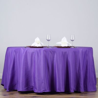 132" Inch Round Tablecloth Polyester Circular Wrinkle Free Table Cloth Solid Soft Dinner Table Cover for Buffet Table, Wedding, Parties and Dinner - Purple