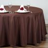 132" Inch Round Tablecloth Polyester Circular Wrinkle Free Table Cloth Solid Soft Dinner Table Cover for Buffet Table, Wedding, Parties and Dinner - Chocolate view 2