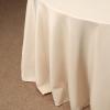 132" Inch Round Tablecloth Polyester Circular Wrinkle Free Table Cloth Solid Soft Dinner Table Cover for Buffet Table, Wedding, Parties and Dinner - Beige view 2