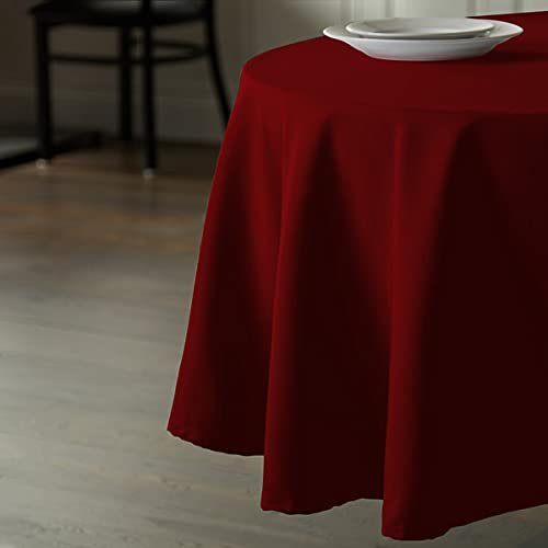 108" Inch Round Tablecloth Polyester Circular Wrinkle Free Table Cloth Solid Soft Dinner Table Cover for Buffet Table, Wedding, Parties and Dinner - Burgundy
