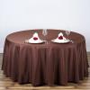 108" Inch Round Tablecloth Polyester Circular Wrinkle Free Table Cloth Solid Soft Dinner Table Cover for Buffet Table, Wedding, Parties and Dinner - Chocolate view 1