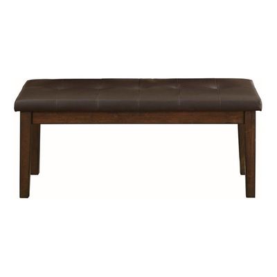 Lexicon Wieland 46" Transitional Faux Leather Dining Room Bench in Brown