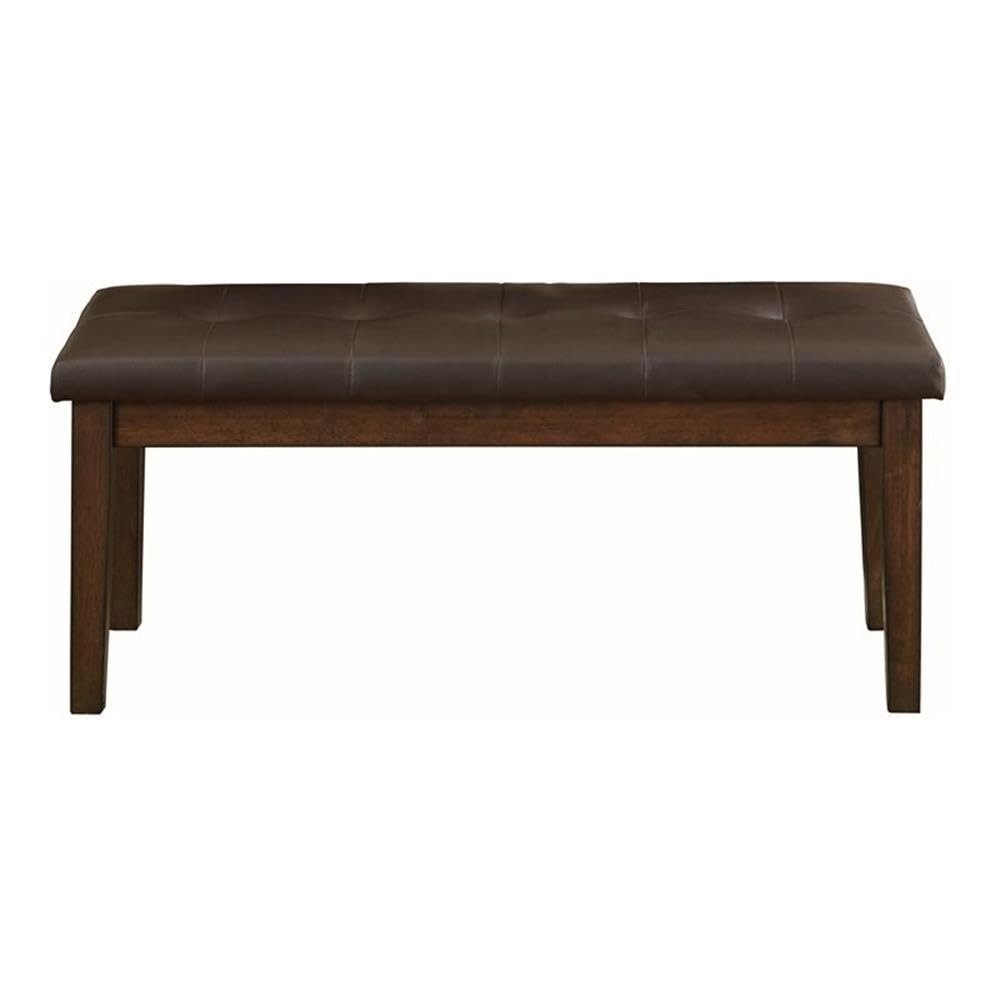 Lexicon Wieland 46" Transitional Faux Leather Dining Room Bench in Brown