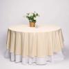 108" Inch Round Tablecloth Polyester Circular Wrinkle Free Table Cloth Solid Soft Dinner Table Cover for Buffet Table, Wedding, Parties and Dinner - Beige view 2