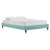 Modway Harlow Queen Performance Velvet Platform Bed Frame in Mint Green view 1