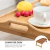 Cabilock 1pc Multifunctional Folding Table Breakfast Serving Table Foldable Desk Desk Bed Bed Tray Serving Tray Home Bamboo Reading view 3