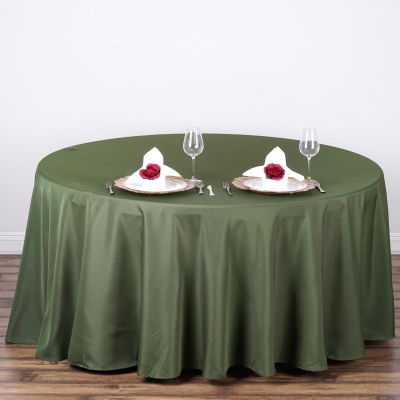108" Inch Round Tablecloth Polyester Circular Wrinkle Free Table Cloth Solid Soft Dinner Table Cover for Buffet Table, Wedding, Parties and Dinner - Moss Green
