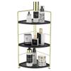 3-Tier Bathroom Countertop Organizer, Vanity Tray Cosmetic & Makeup Storage, Kitchen Spice Rack Standing Shelf, Corner Storage Shelf, Black & Golden view 1