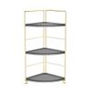3-Tier Bathroom Countertop Organizer, Vanity Tray Cosmetic & Makeup Storage, Kitchen Spice Rack Standing Shelf, Corner Storage Shelf, Black & Golden view 3