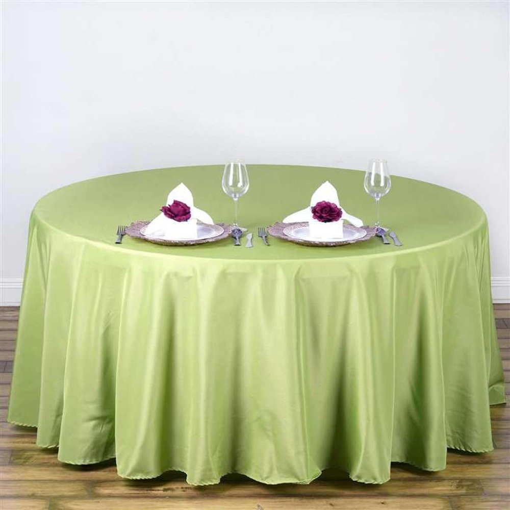 108" Inch Round Tablecloth Polyester Circular Wrinkle Free Table Cloth Solid Soft Dinner Table Cover for Buffet Table, Wedding, Parties and Dinner - Apple Green
