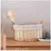 Bamboo Woven Double Ring Bread Basket Storage Fruit Basket Bread Basket Desktop Picnic Basket Rectangular-S view 4