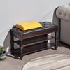 ZIRKOOON Shoe Storage Bench, Entryway Shoe Rack with Leather Seat 2-Tier Lift-top Organizer Wooden Bench for Foyer Bedroom Living Room Accent Furniture (39.4'') view 2