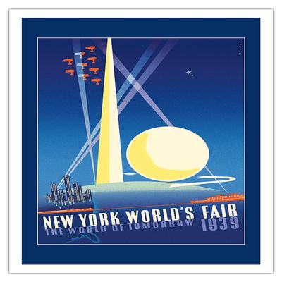 1939 New York Worlds Fair - The World of Tomorrow - Vintage Travel Poster by Joseph Binder - Fine Art Matte Paper Print (Unframed) 30x44in