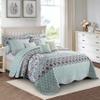 BYTIDE Bedspread Coverlet Oversized King 122" x 106" Floral Printed 9 Piece Quilt Set, Soft Lightweight Prewashed Bedding Set Bed Cover for All Season, Royal Scroll view 2