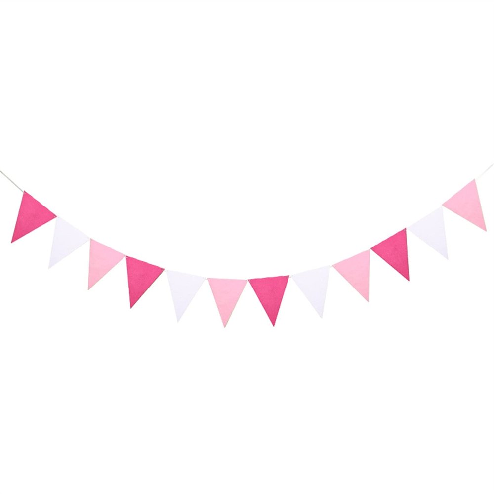 24 Flags Colorful Felt Banner Garlands Birthday Bunting Pennant Baby Shower Wedding Garland Flags Party Decoration Supplies(Set4)