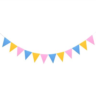 24 Flags Colorful Felt Banner Garlands Birthday Bunting Pennant Baby Shower Wedding Garland Flags Party Decoration Supplies(Set3)